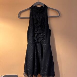 BCB Elegant Black Sleeveless Dress with Ruffle Detail